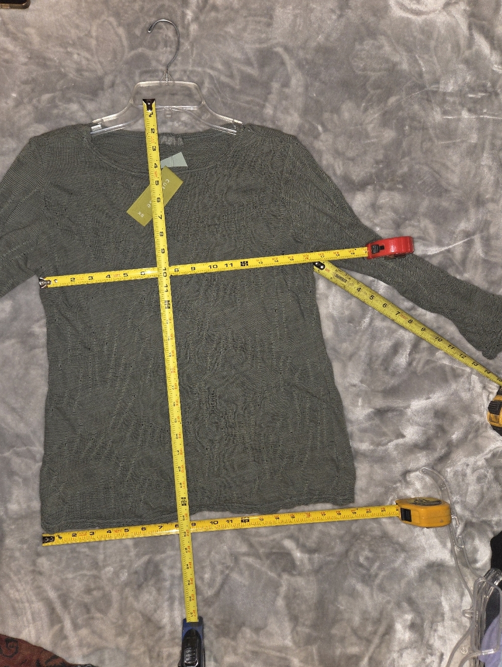 NWT Cut Loose Moss Green Textured Long-Sleeve Top Sz XS - Picture 10 of 11